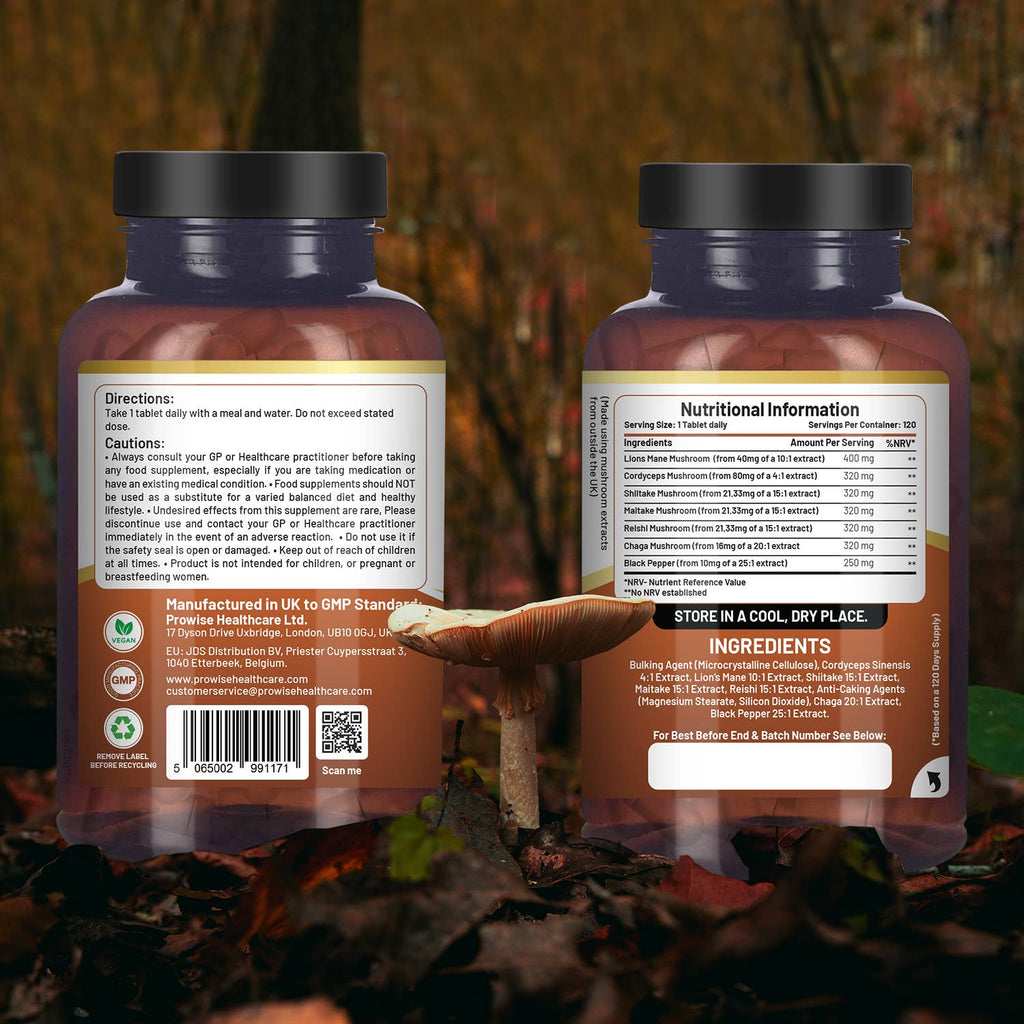Advanced Mushroom Complex | 6 Mushrooms - 120 Vegan Tablets