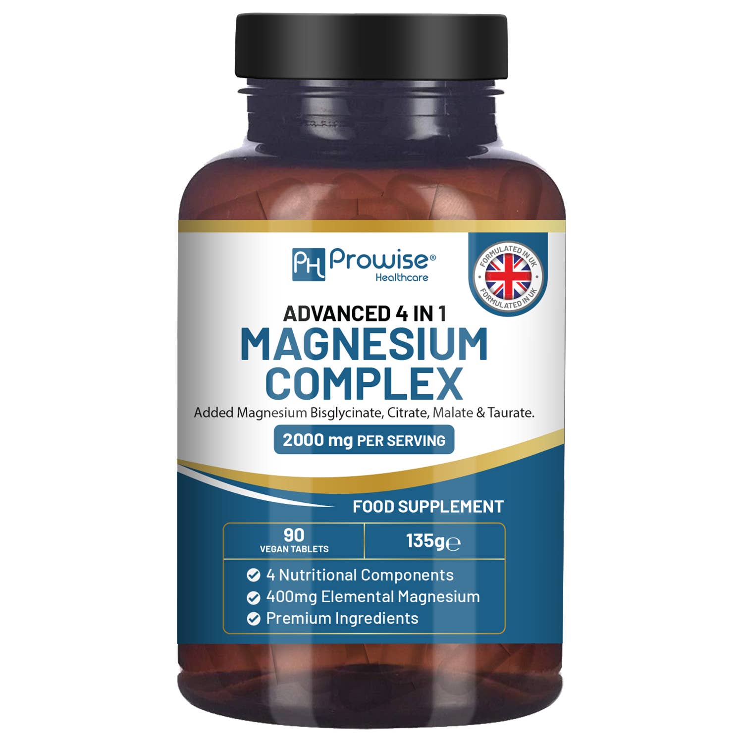 Magnesium Glycinate Complex - 90 Vegan Tablets - by Prowise